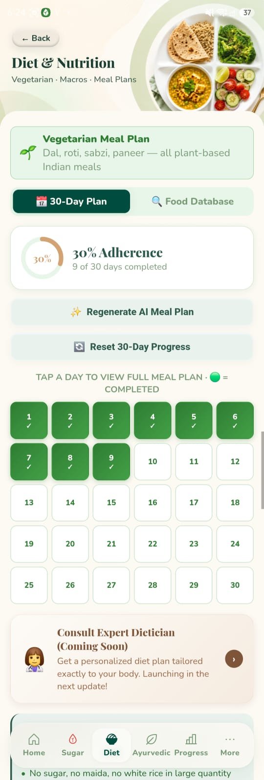 SugarSaathi personalized Indian diabetes meal plan